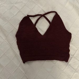 Maroon knit crop top